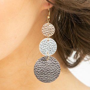 Aili's Corner: Faux Leather Metallic Drop Earrings
